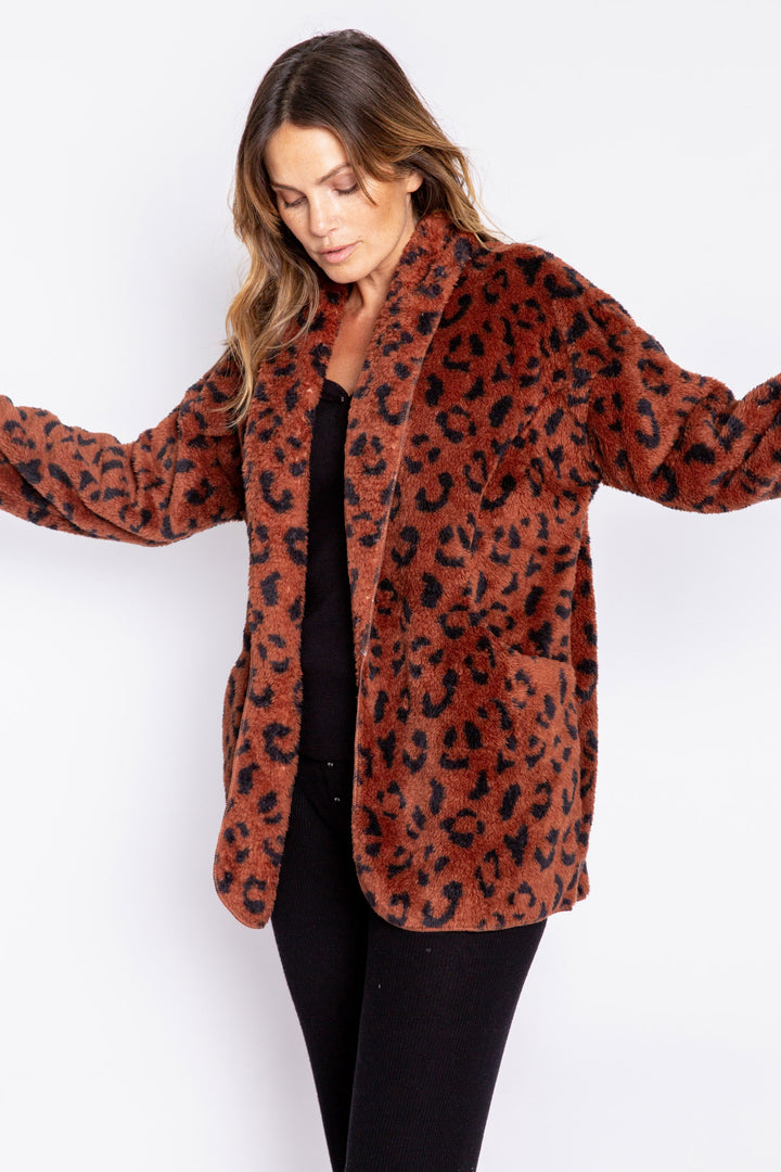 Leopard Print Cozy Shearling Jacket - Jackets - P.J. Salvage