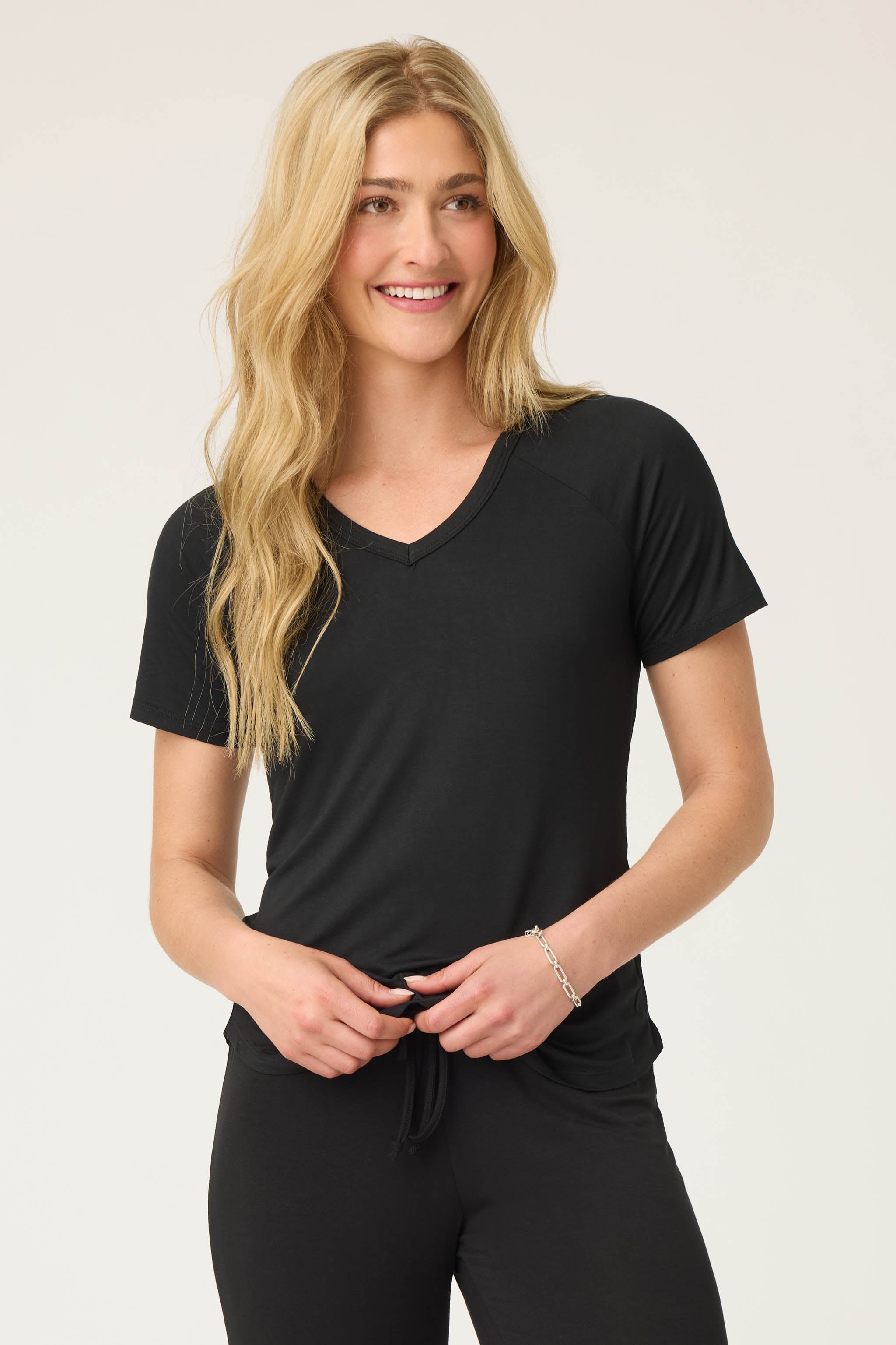 Women's Black V-neck Top – P.J. Salvage