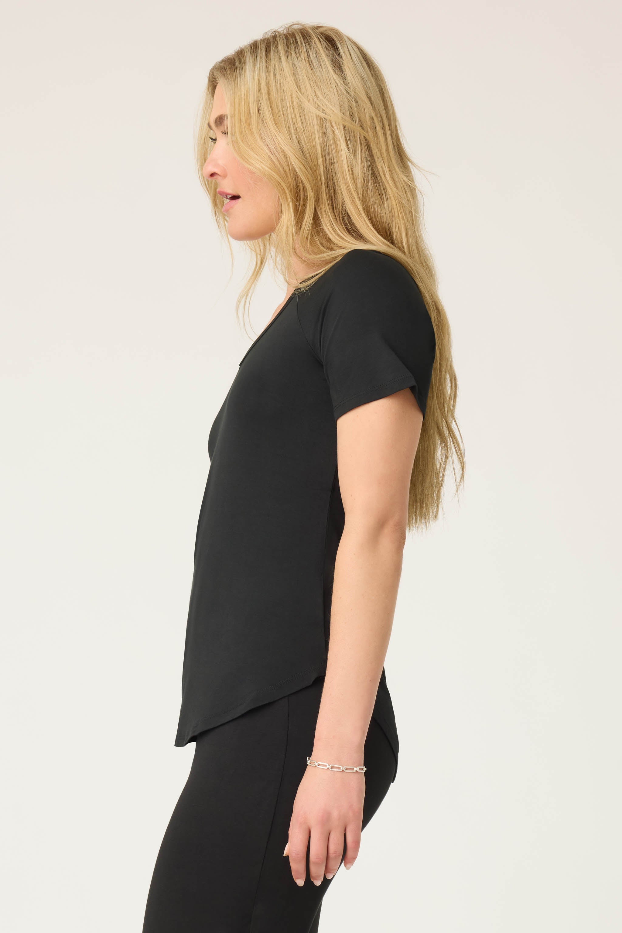 Women's Black V-neck Top – P.J. Salvage
