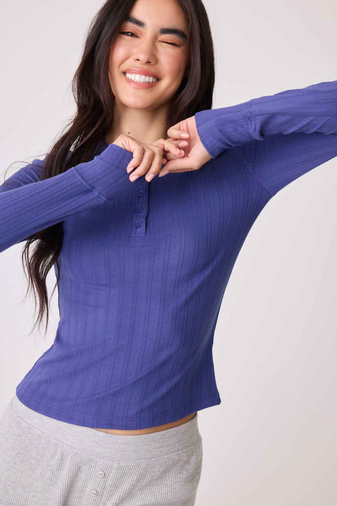 Back To Basics Pointelle Long Sleeve Top - P.J. Salvage