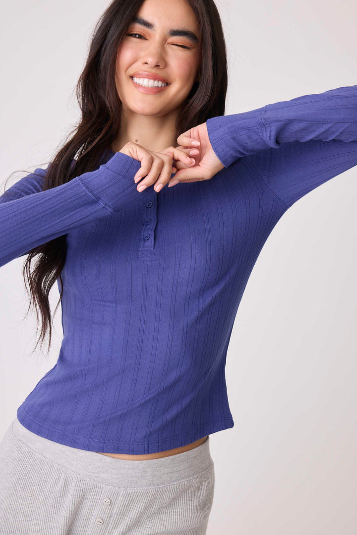 Back To Basics Pointelle Long Sleeve Top - P.J. Salvage