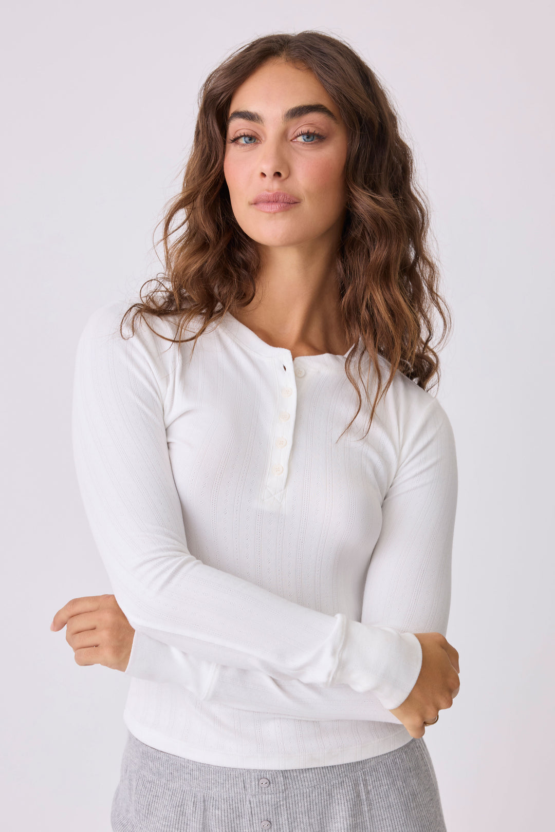 Back To Basics Pointelle Long Sleeve Top - P.J. Salvage