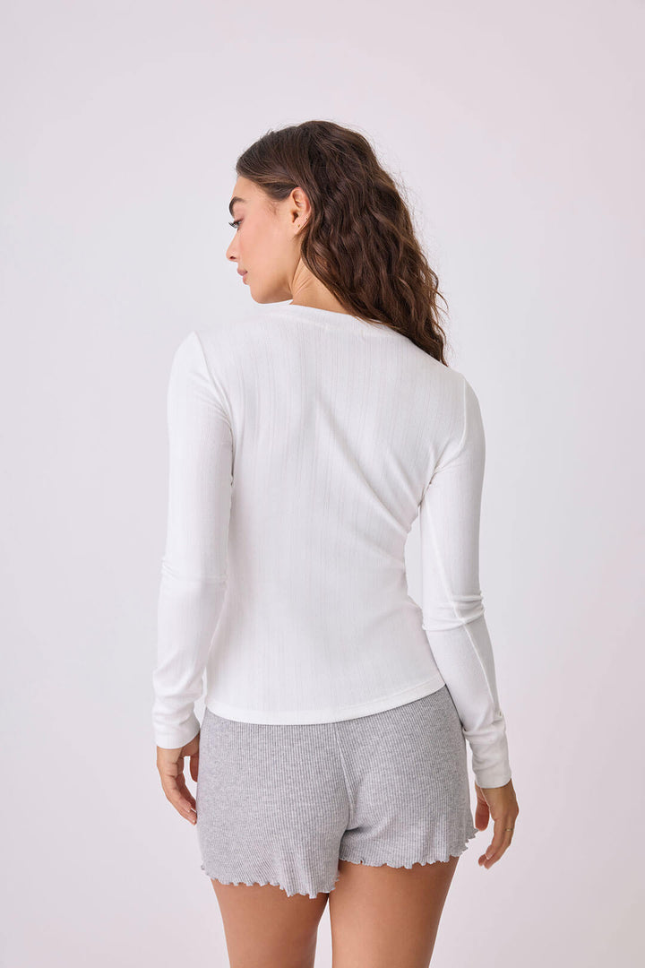 Back To Basics Pointelle Long Sleeve Top - P.J. Salvage