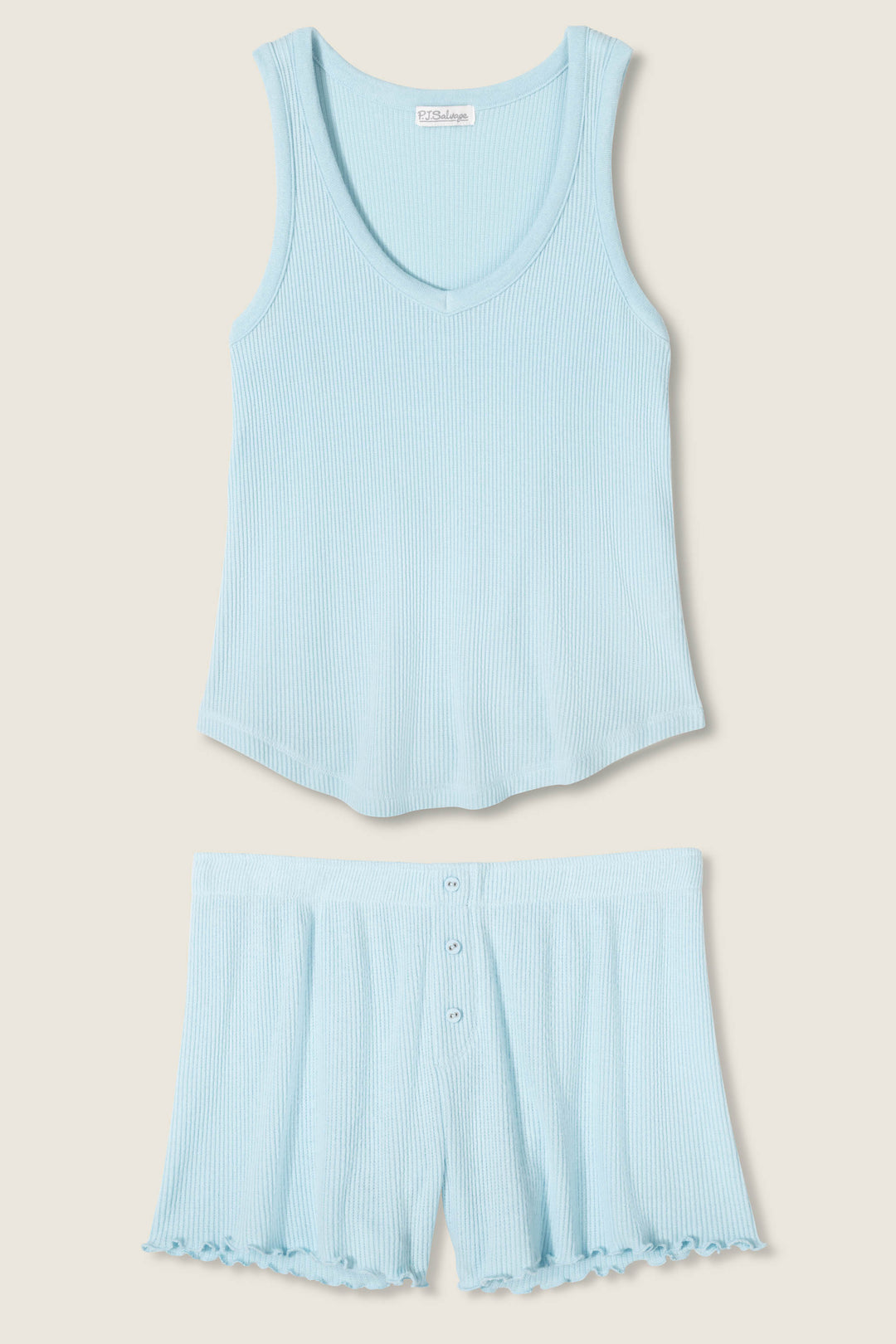 Textured Essentials Light Sky Short PJ Set