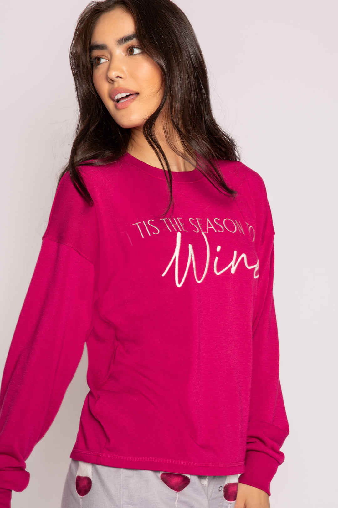 Crimson Wine Graphic Long Sleeve Top - Long Sleeve Tops - P.J. Salvage