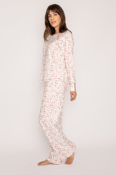 Horseshoe-print jammie set. Pullover pj top with faux button cuffs & banded jammie pant with tie-waist. (7233804599396)
