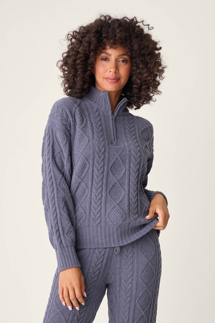 Chenille Cozy Cable Quarter Zip Sweater - Sweaters - P.J. Salvage