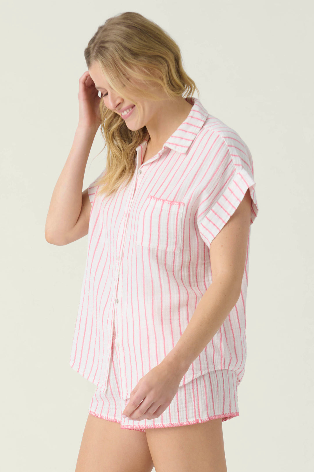 Live In The Moment Short Sleeve Gauze T-Shirt - Short Sleeve Tops - P.J. Salvage