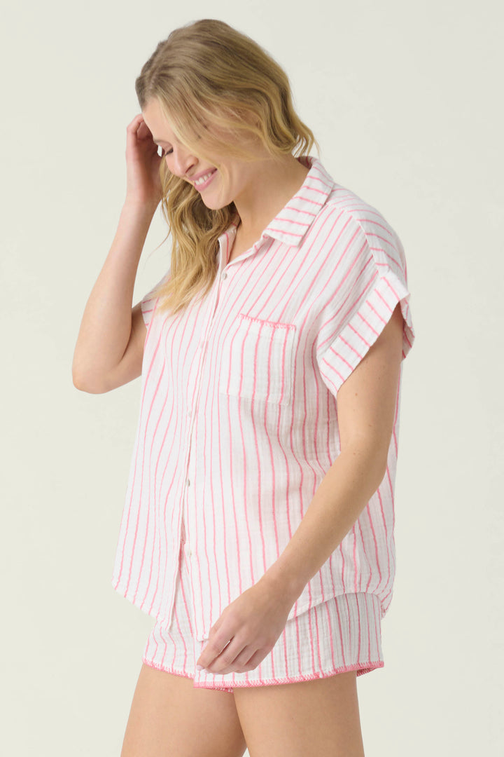 Live In The Moment Short Sleeve Gauze T-Shirt - Short Sleeve Tops - P.J. Salvage