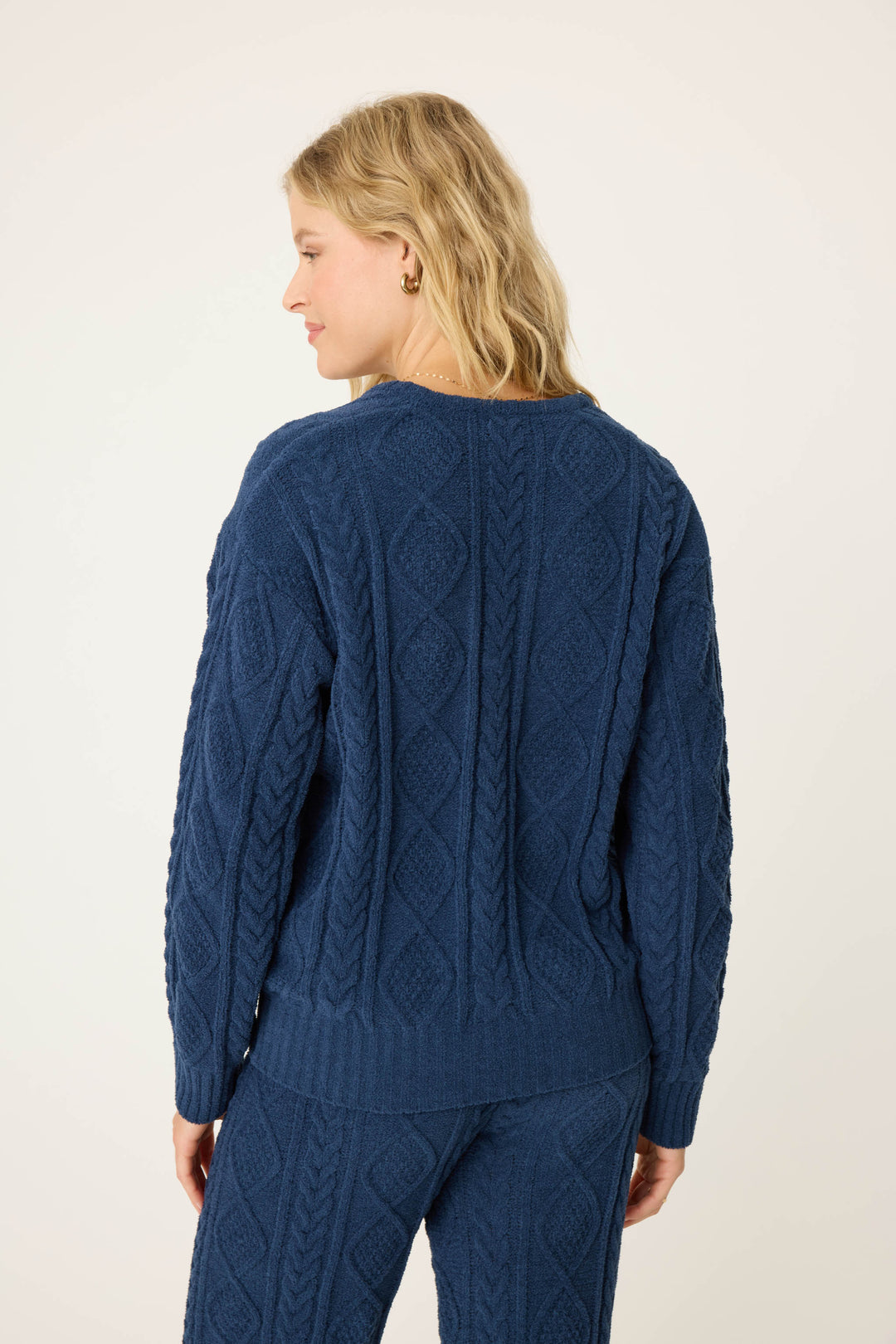 Chenille Cable Knit V-Neck Sweater - Sweaters - P.J. Salvage