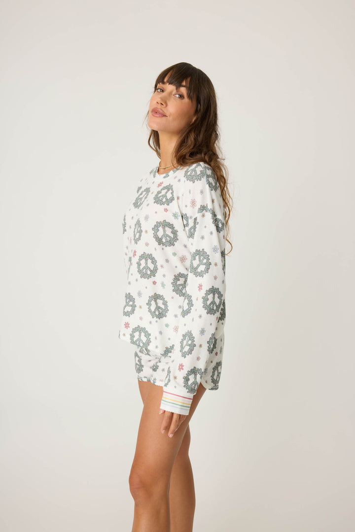 Joy To The World Waffle Thermal Long Sleeve Top - Long Sleeve Tops - P.J. Salvage