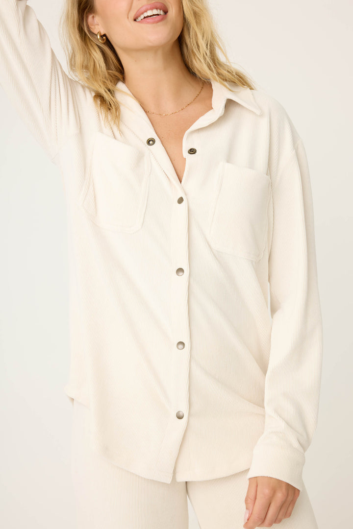 Cozy Corduroy Button Down Top - Long Sleeve Tops - P.J. Salvage
