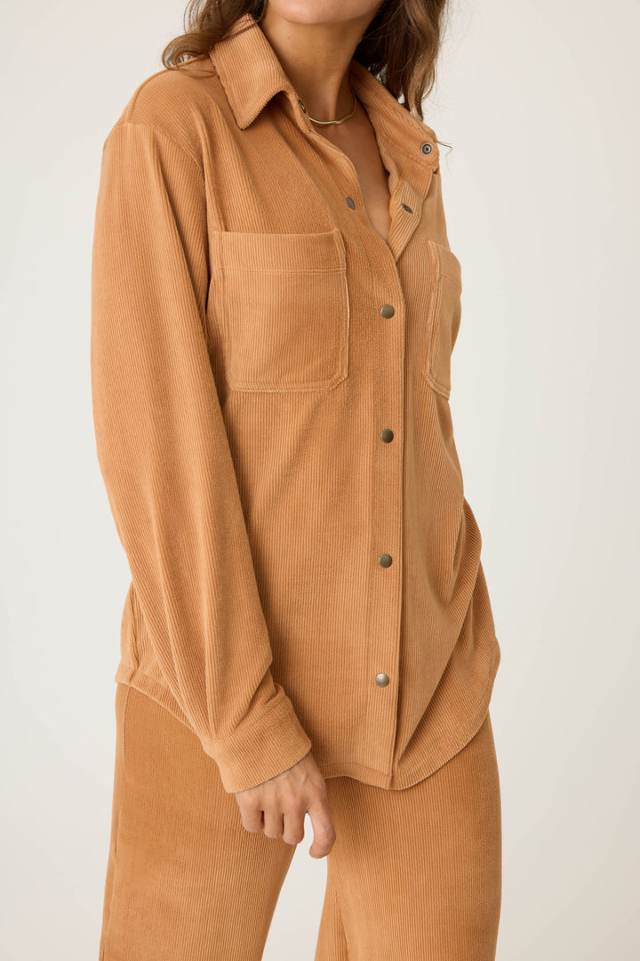 Cozy Corduroy Button Down Top - Long Sleeve Tops - P.J. Salvage