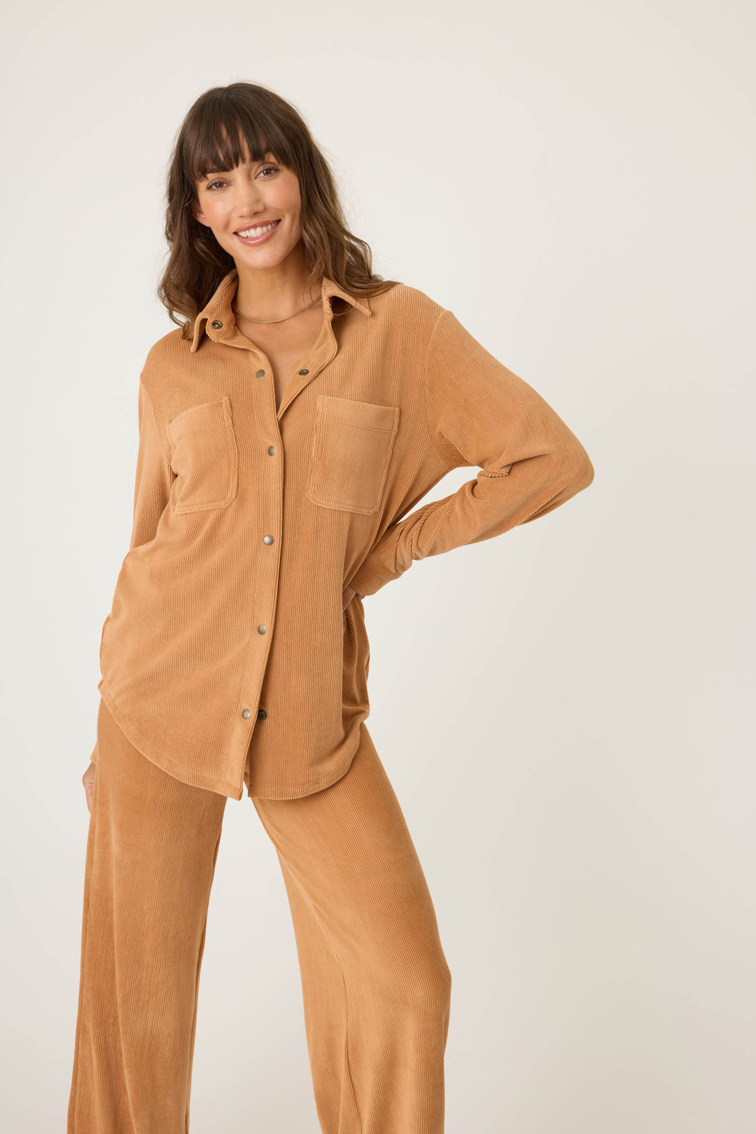 Cozy Corduroy Button Down Top - Long Sleeve Tops - P.J. Salvage