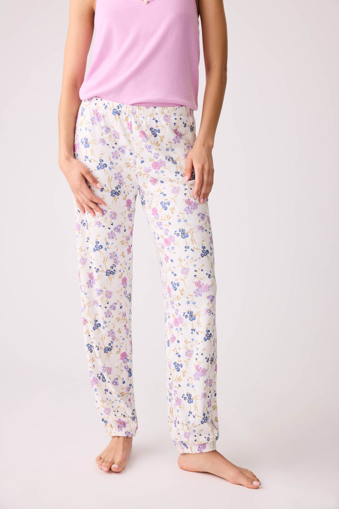 More Amour Floral Pointelle Banded Pants - Banded Pants - P.J. Salvage