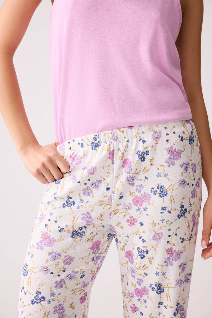 More Amour Floral Pointelle Banded Pants - Banded Pants - P.J. Salvage