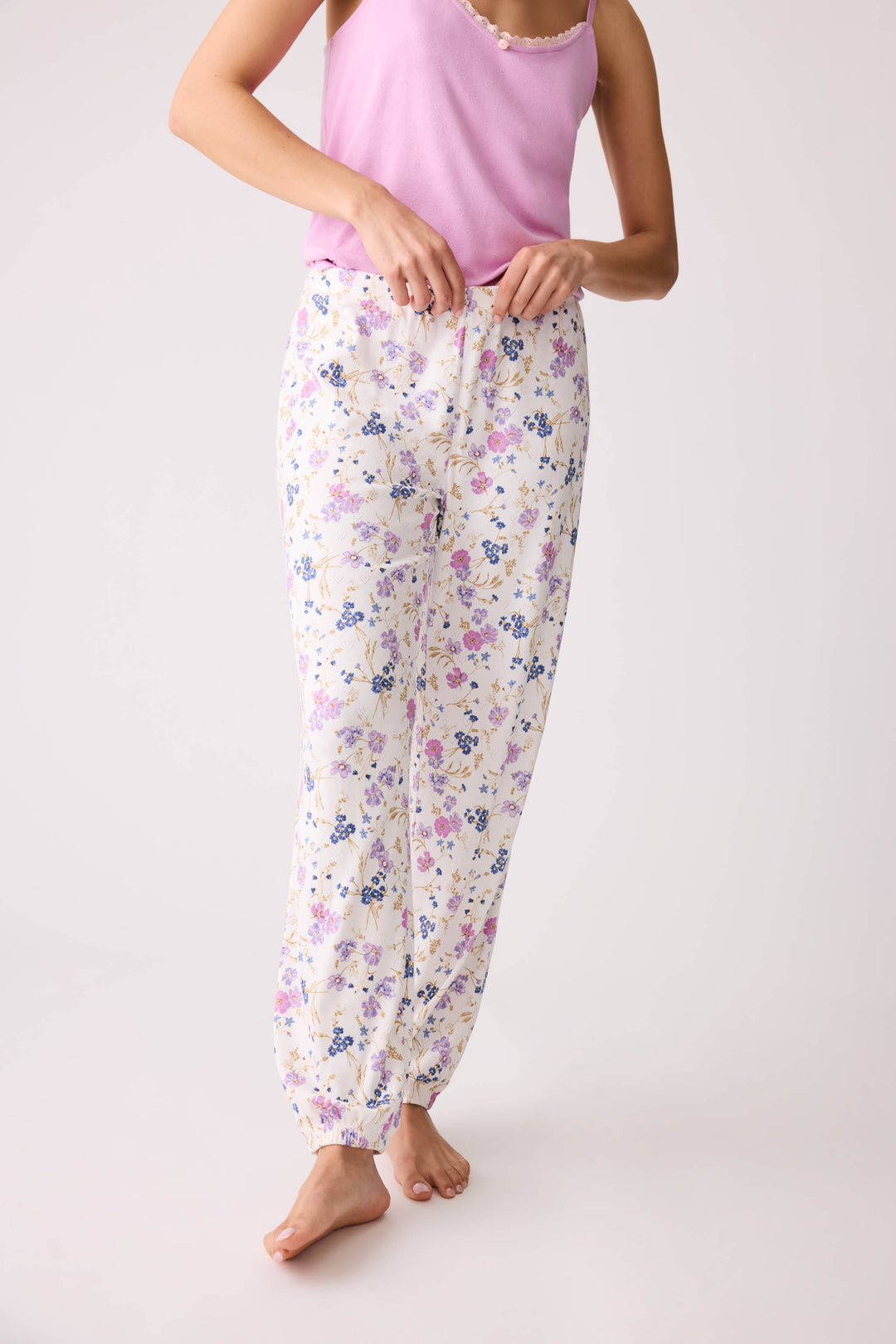 More Amour Floral Pointelle Banded Pants - Banded Pants - P.J. Salvage