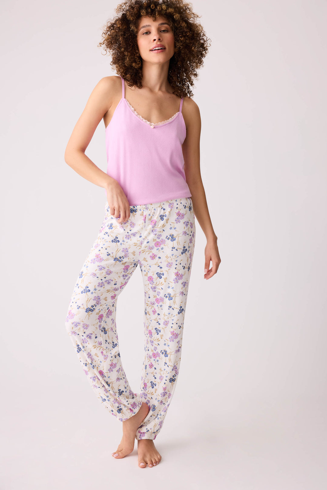 More Amour Floral Pointelle Banded Pants - Banded Pants - P.J. Salvage