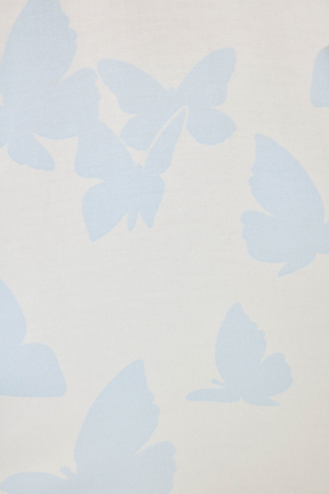 Women's ivory-blue butterfly pj pant in modal jersey. Contrast blue tie-waist band.