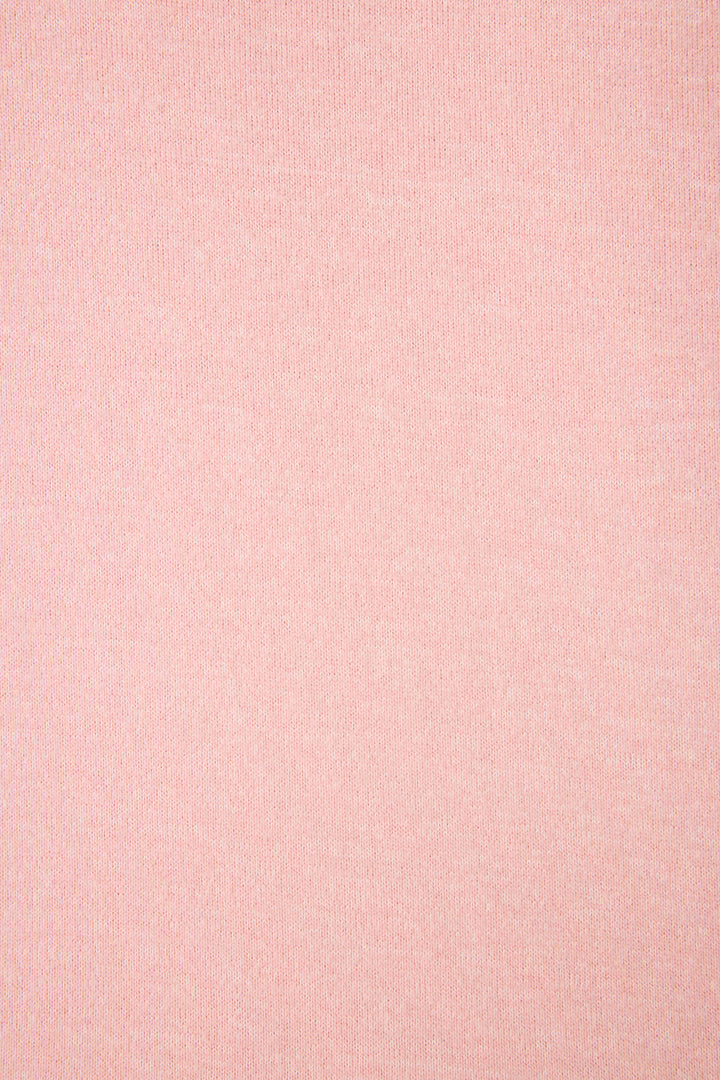 Women's longsleeve pink melange lounge top with small heart embroidery on cuff.