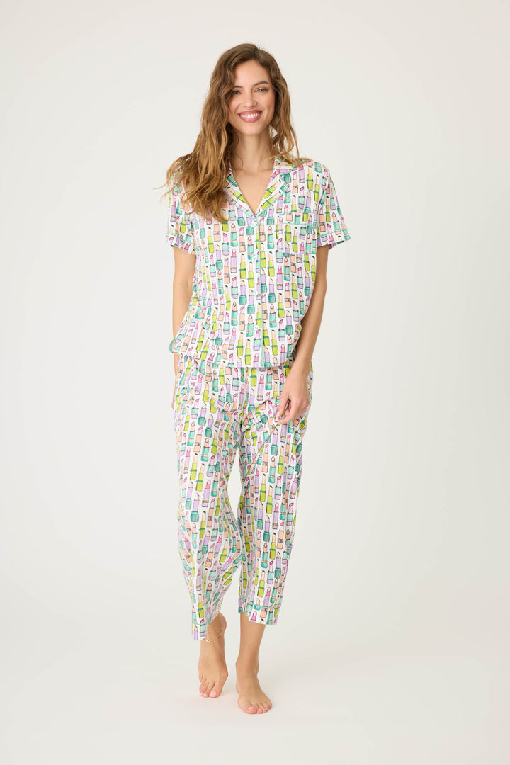 Whimsy Lipstick Cropped PJ Set - P.J. Salvage