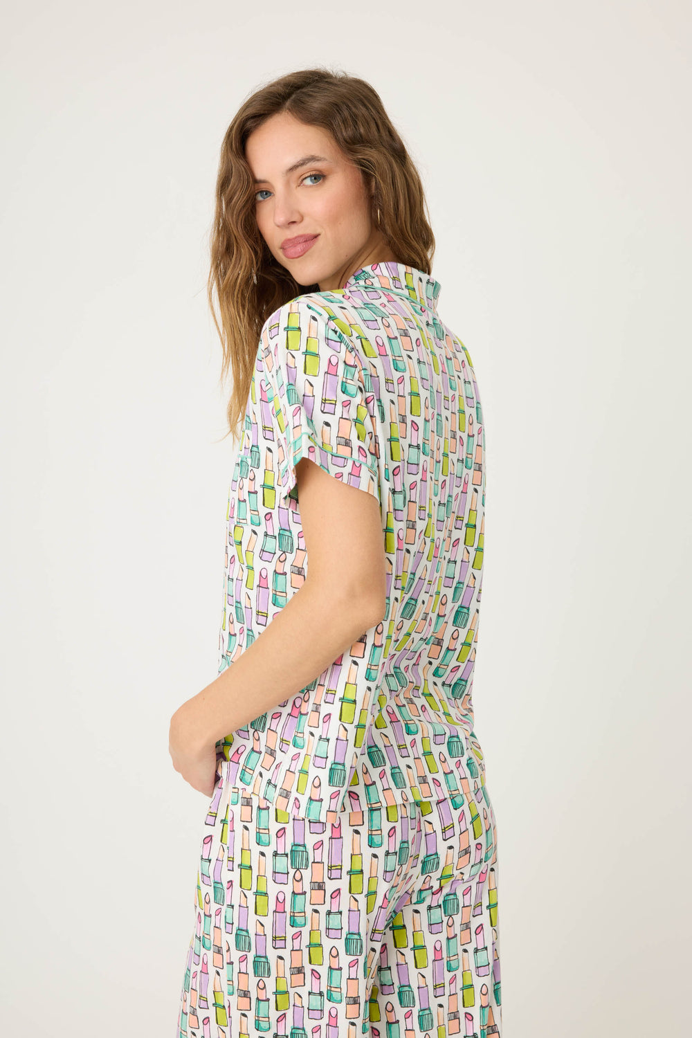 Whimsy Lipstick Cropped PJ Set - P.J. Salvage