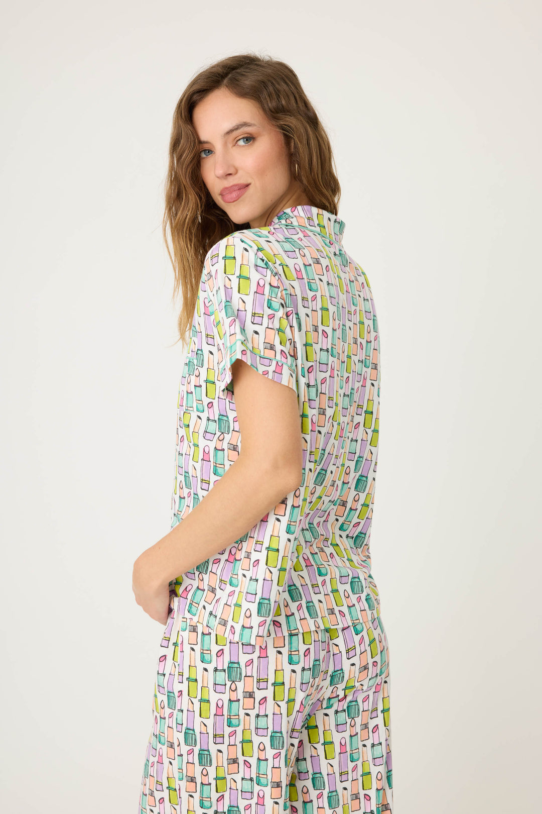 Whimsy Lipstick Cropped PJ Set - P.J. Salvage