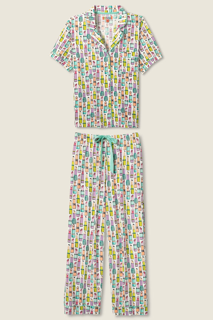 Whimsy Lipstick Cropped PJ Set - P.J. Salvage