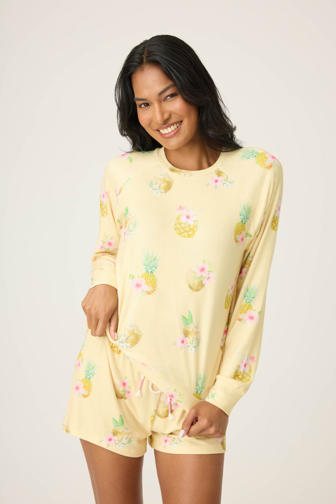 Women's Yellow Pineapple Print Long Sleeve Top – Salvage