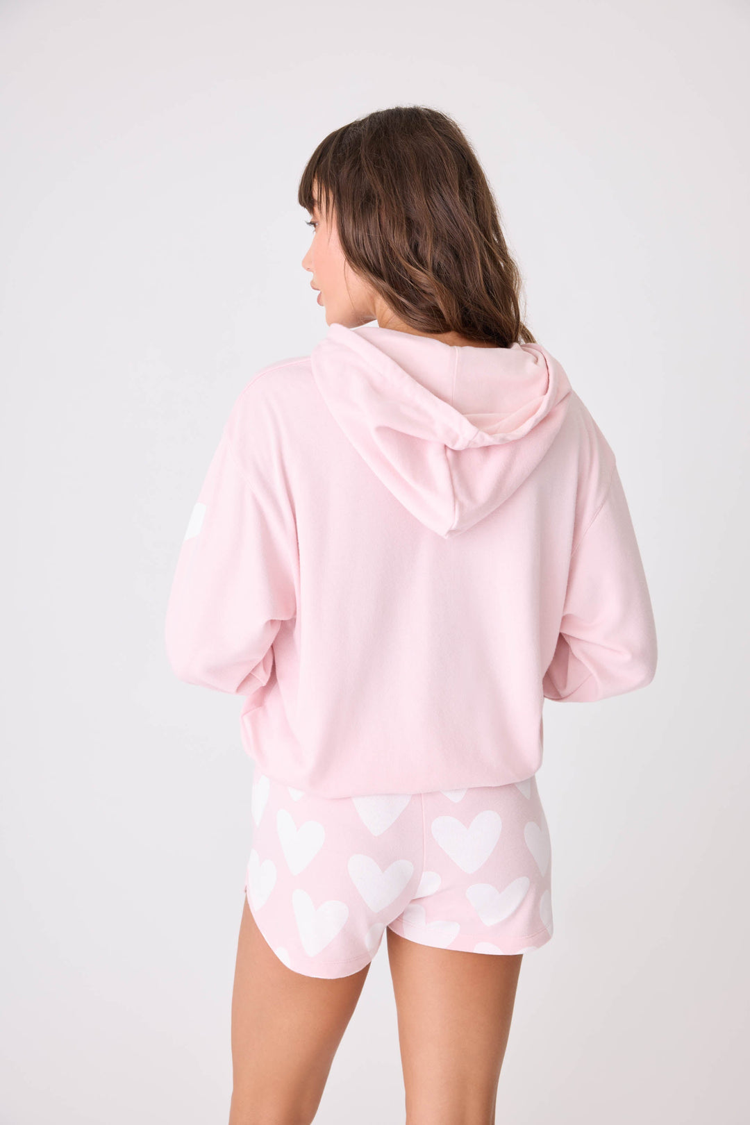 Women's Pastel Pink Hoodie with Heart Print – Salvage