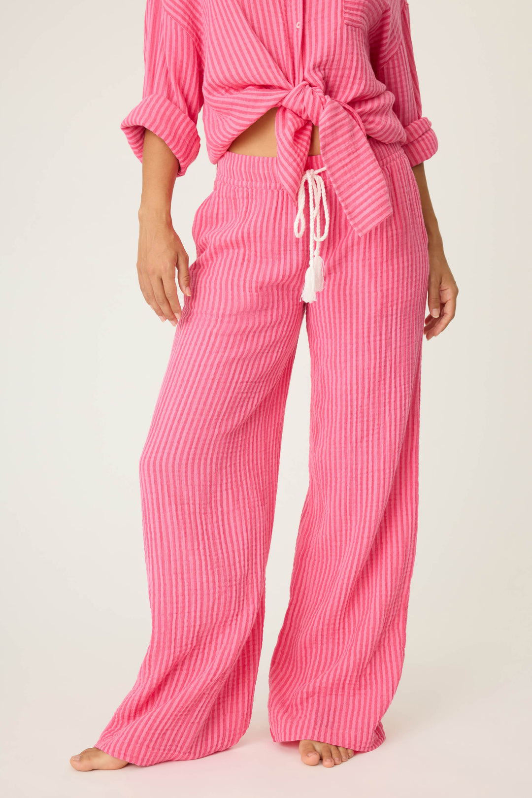 Back From The Beach Striped Gauze Pants - P.J. Salvage