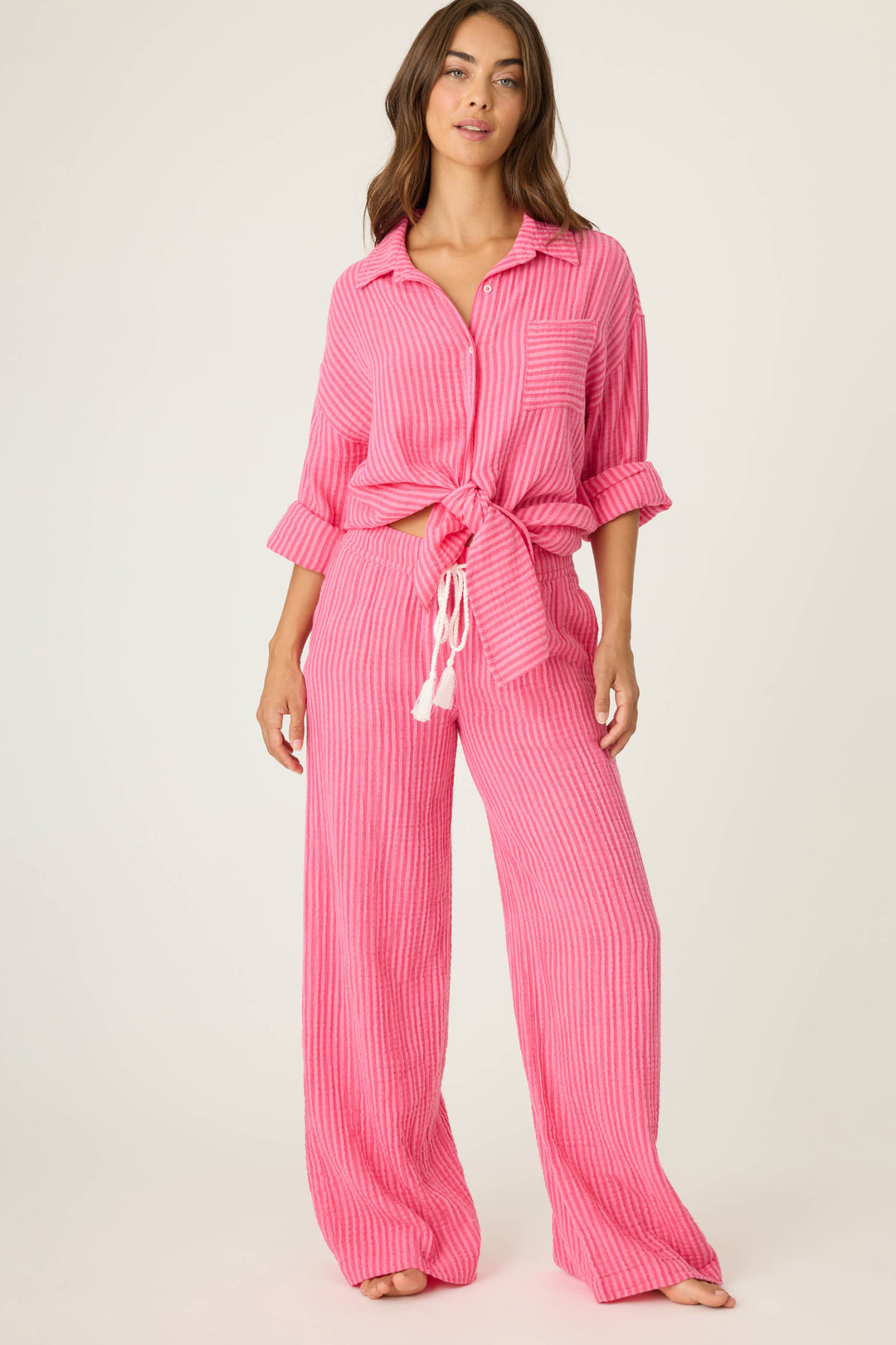 Back From The Beach Striped Gauze Pants - P.J. Salvage