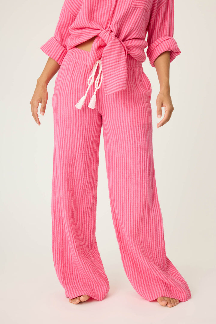 Back From The Beach Striped Gauze Pants - P.J. Salvage