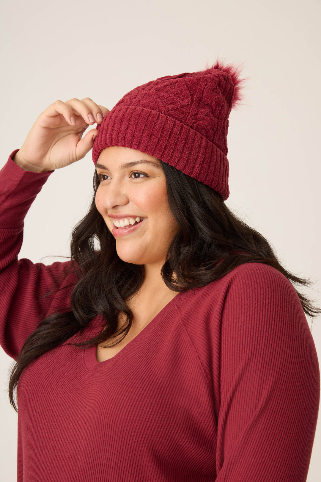 SOLID BEANIE COZY CHENILLE CABLE KNIT -  - P.J. Salvage