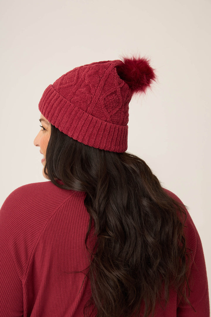 SOLID BEANIE COZY CHENILLE CABLE KNIT -  - P.J. Salvage