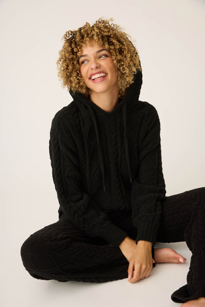 SOLID HOODIE COZY CHENILLE CABLE KNIT -  - P.J. Salvage