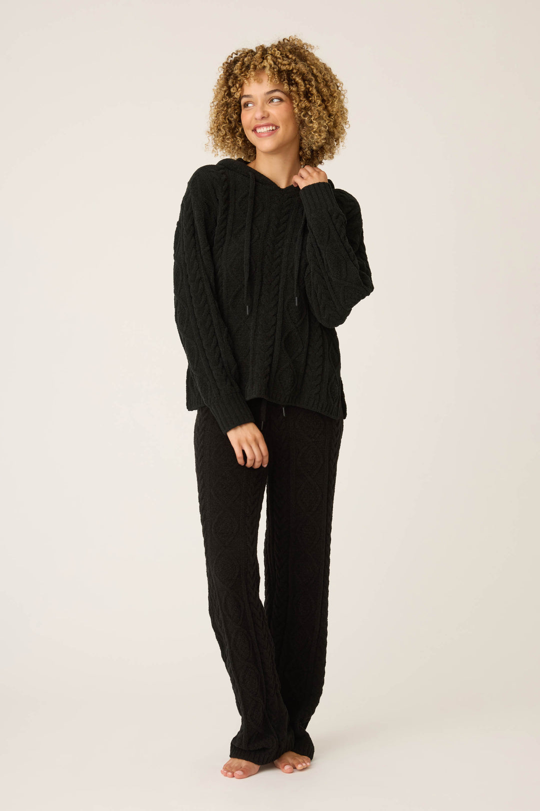 SOLID HOODIE COZY CHENILLE CABLE KNIT -  - P.J. Salvage