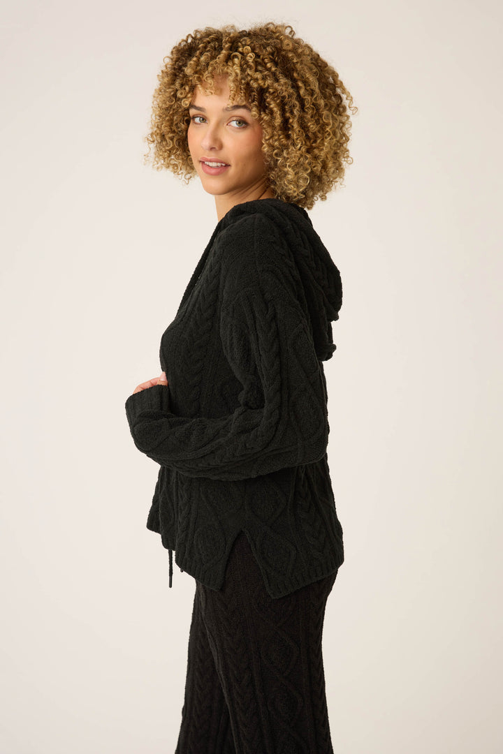 SOLID HOODIE COZY CHENILLE CABLE KNIT -  - P.J. Salvage