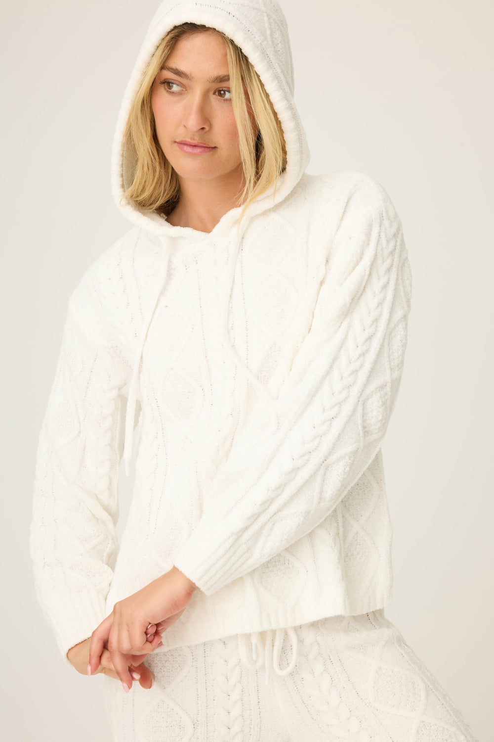 SOLID HOODIE COZY CHENILLE CABLE KNIT -  - P.J. Salvage