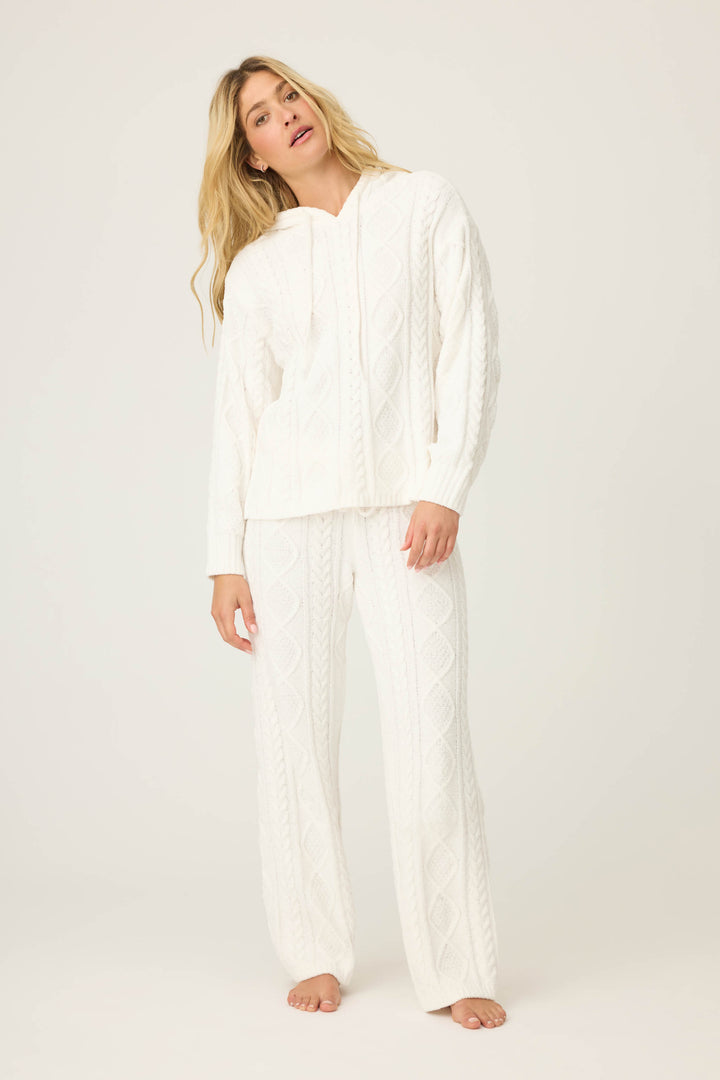 SOLID HOODIE COZY CHENILLE CABLE KNIT -  - P.J. Salvage