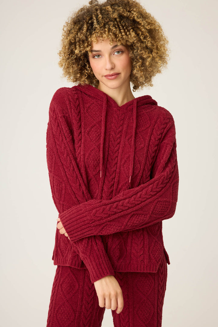 SOLID HOODIE COZY CHENILLE CABLE KNIT -  - P.J. Salvage
