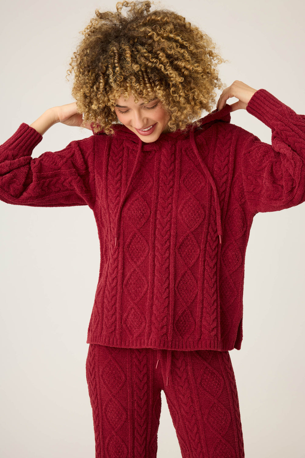 SOLID HOODIE COZY CHENILLE CABLE KNIT -  - P.J. Salvage