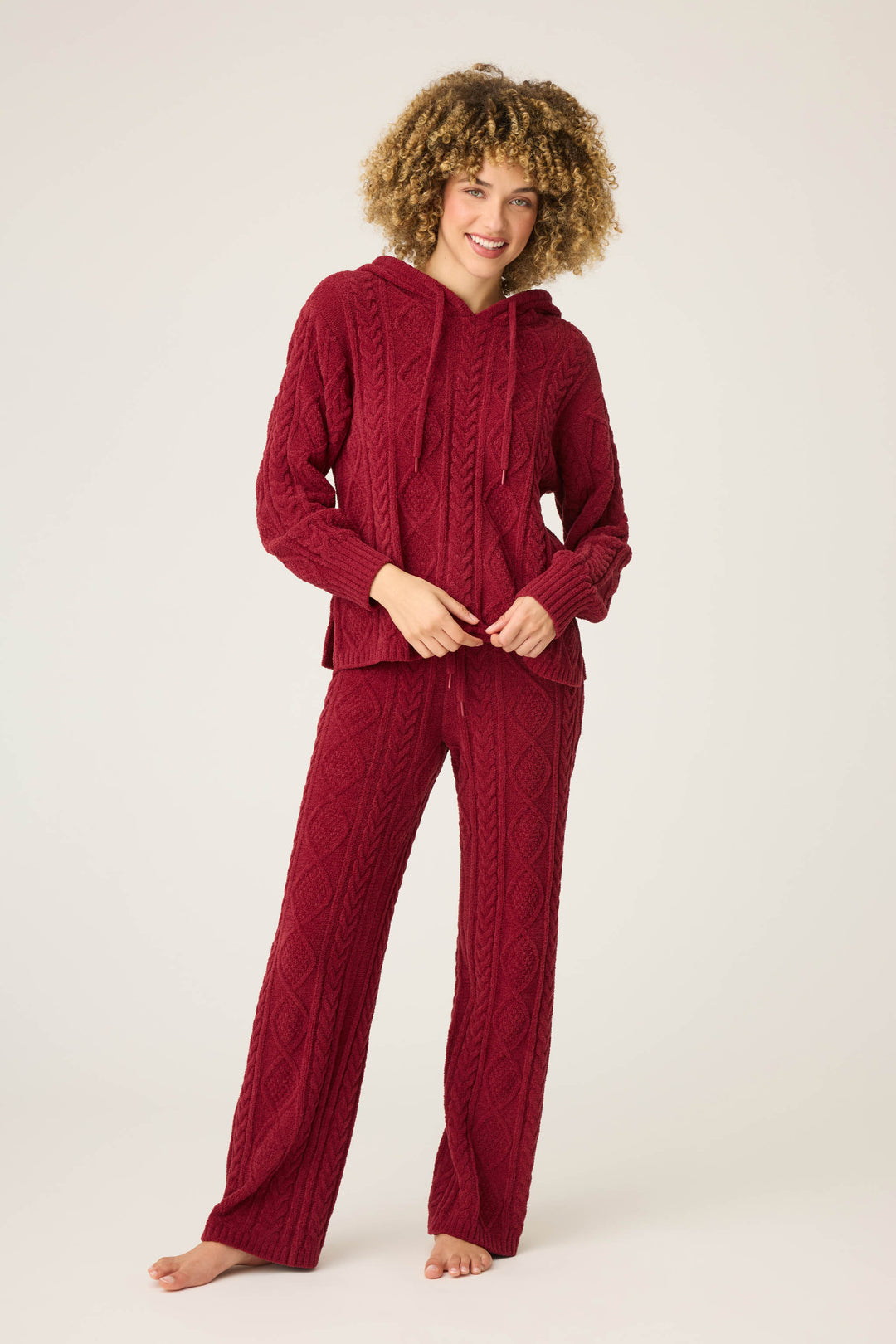 SOLID HOODIE COZY CHENILLE CABLE KNIT -  - P.J. Salvage