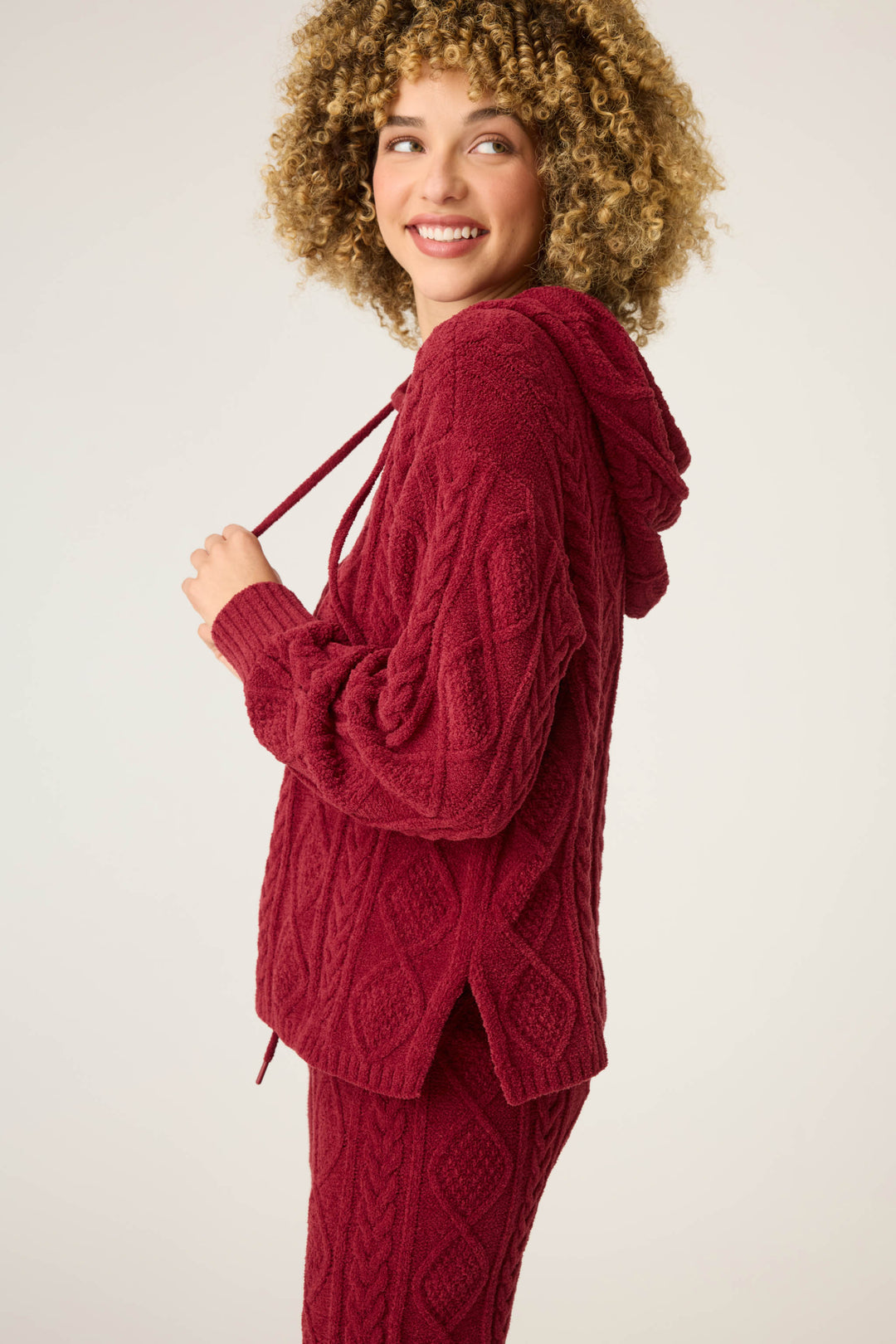 SOLID HOODIE COZY CHENILLE CABLE KNIT -  - P.J. Salvage