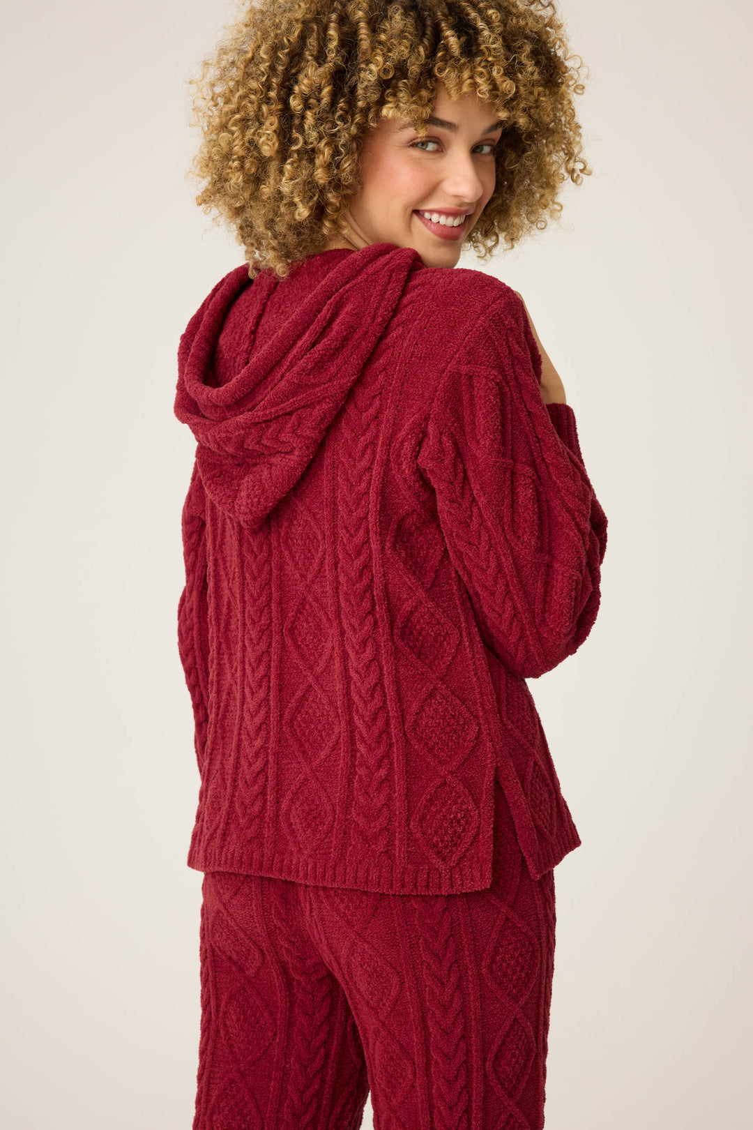 SOLID HOODIE COZY CHENILLE CABLE KNIT -  - P.J. Salvage