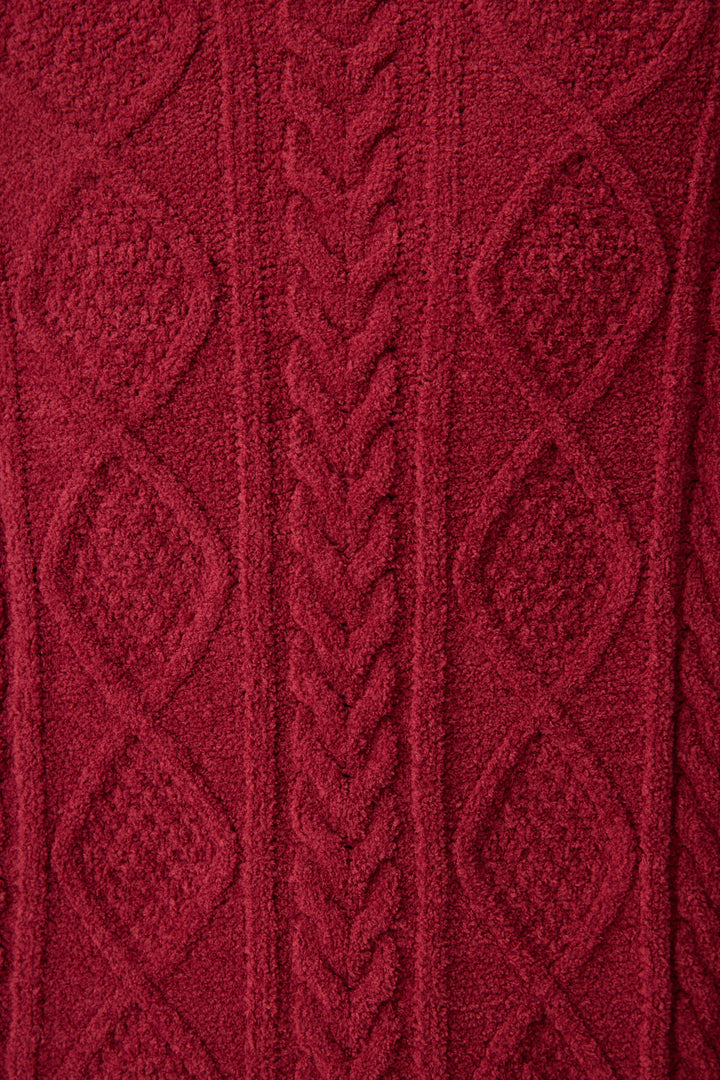 SOLID V - NECK LONG SLEEVE COZY CHENILLE CABLE KNIT -  - P.J. Salvage