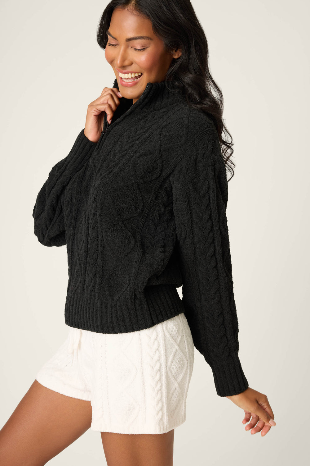 SOLID LONG SLEEVE COZY CHENILLE CABLE KNIT -  - P.J. Salvage