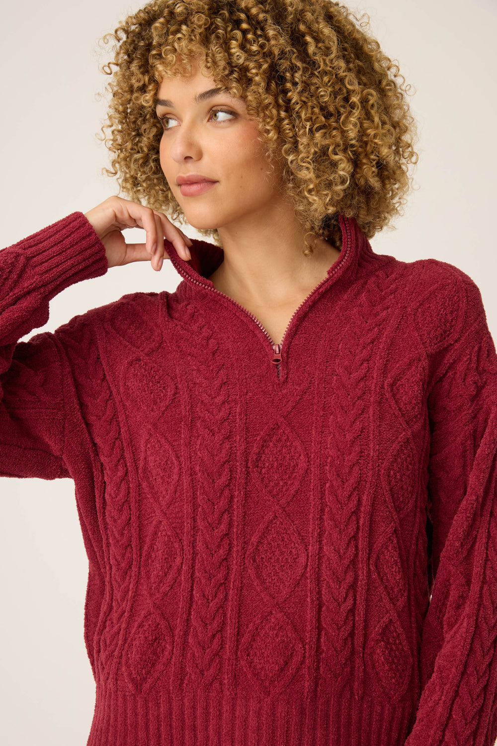 SOLID LONG SLEEVE COZY CHENILLE CABLE KNIT -  - P.J. Salvage