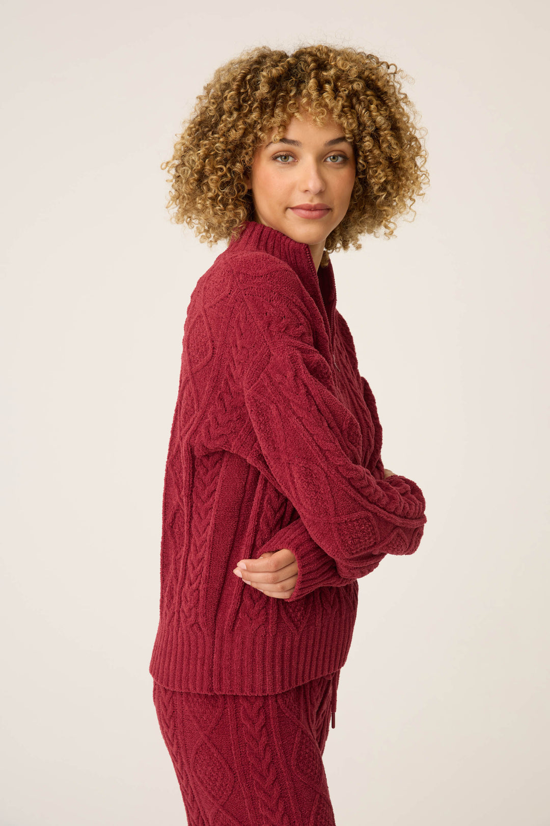 SOLID LONG SLEEVE COZY CHENILLE CABLE KNIT -  - P.J. Salvage
