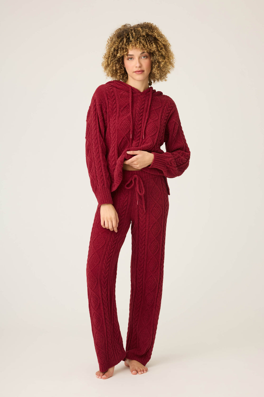 SOLID OPEN LEG PANT COZY CHENILLE CABLE KNIT -  - P.J. Salvage